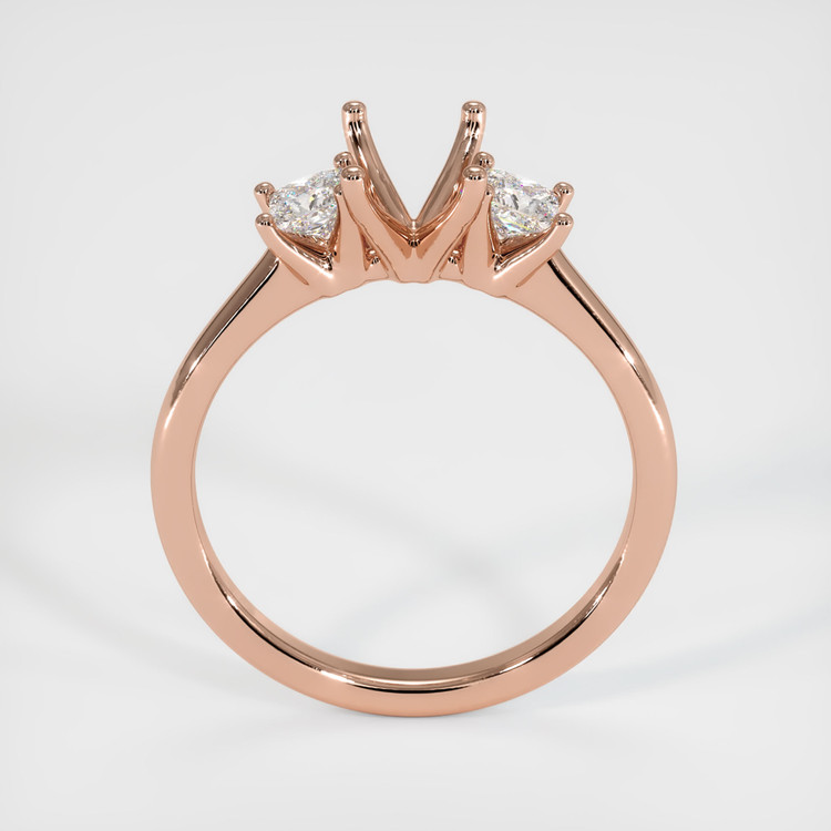 14K Rose Gold Three Stone Ring Setting