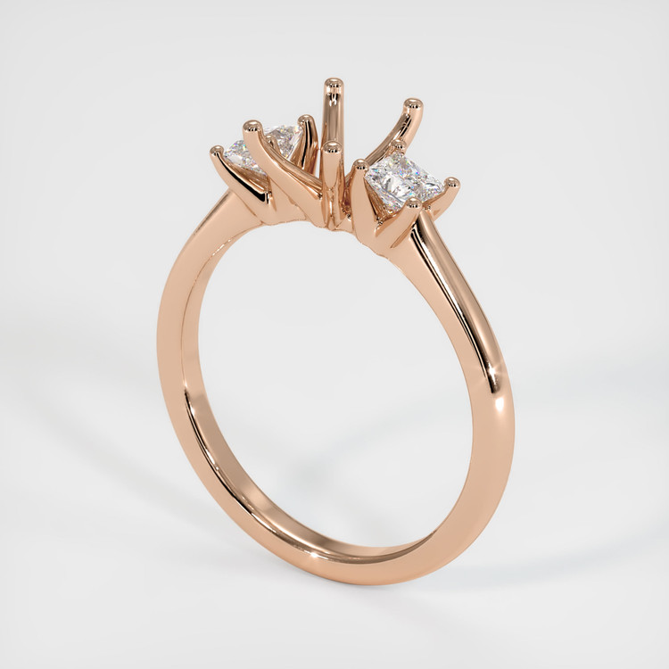 18K Rose Gold Three Stone Ring Setting