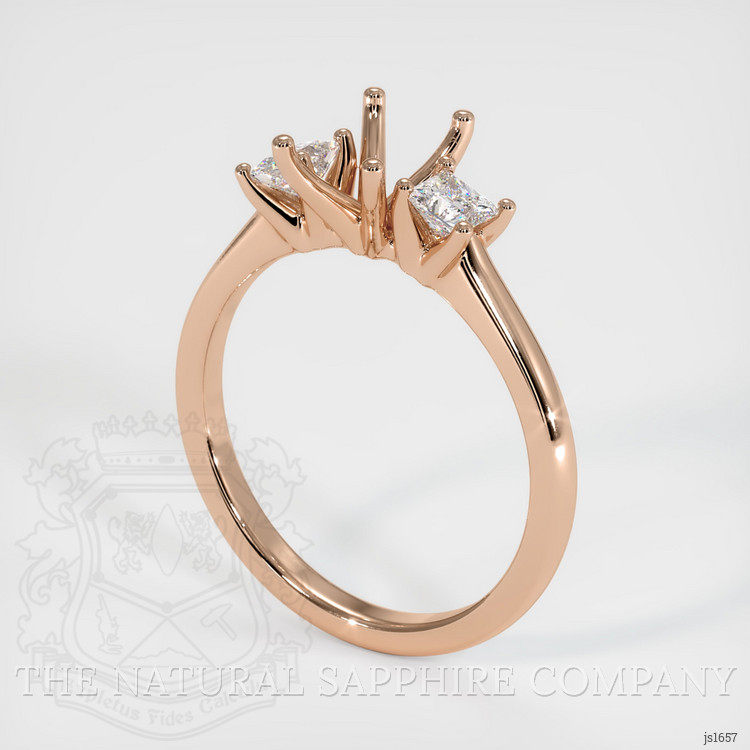 18K Rose Gold Three Stone Ring Setting