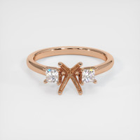 18K Rose Gold Three Stone Ring Setting Image