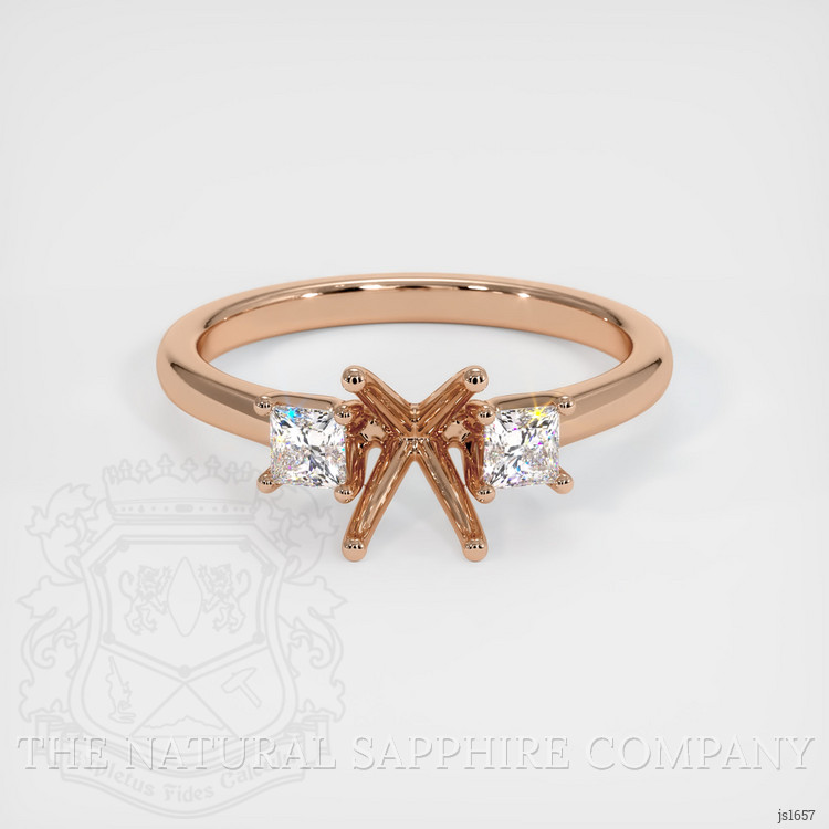 18K Rose Gold Three Stone Ring Setting