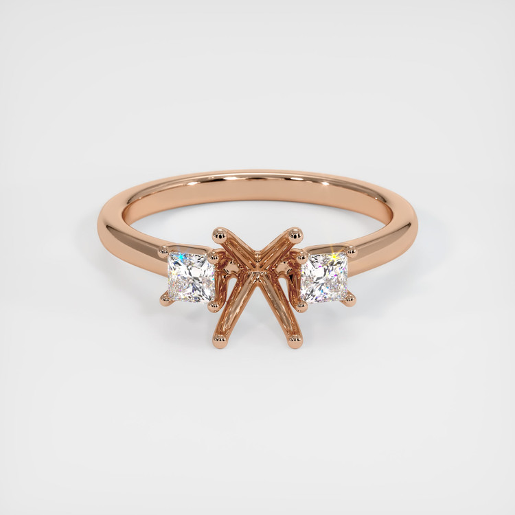 18K Rose Gold Three Stone Ring Setting