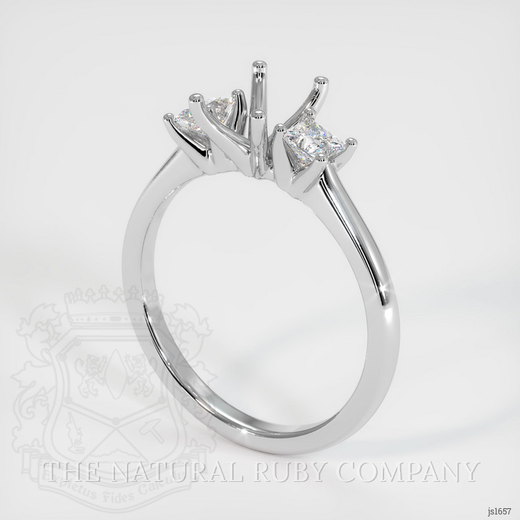 14K White Gold Three Stone Ring Setting