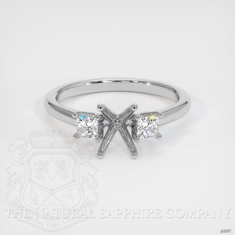 14K White Gold Three Stone Ring Setting