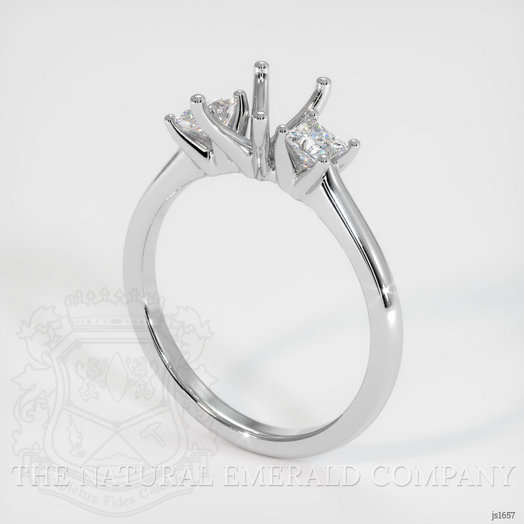 18K White Gold Three Stone Ring Setting