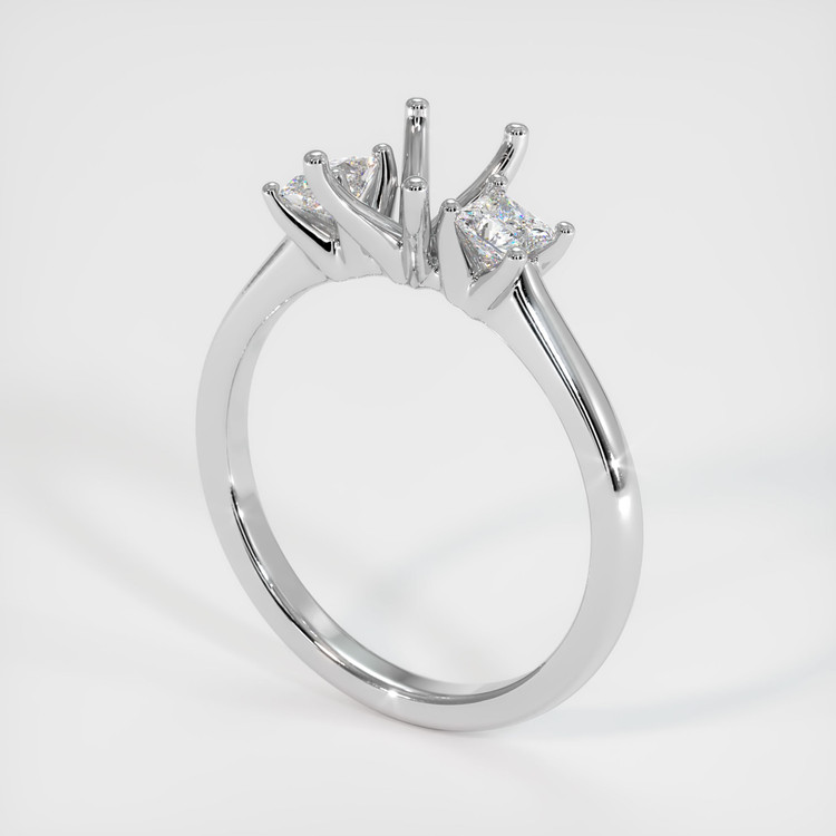 18K White Gold Three Stone Ring Setting