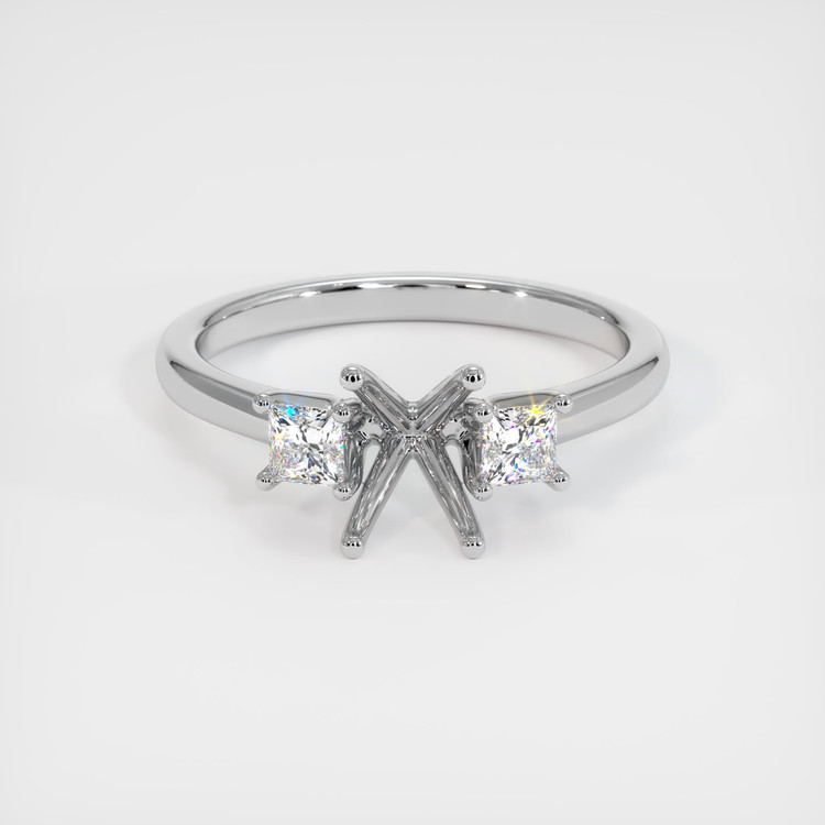 18K White Gold Three Stone Ring Setting