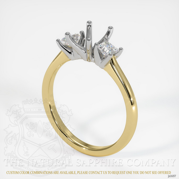 14K White & Yellow Three Stone Ring Setting