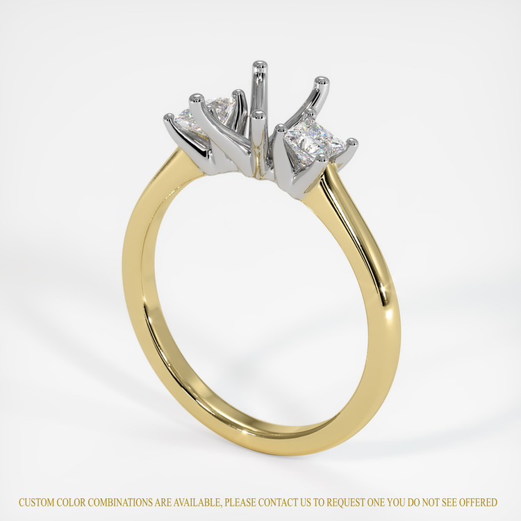 14K White & Yellow Three Stone Ring Setting