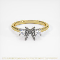 14K White & Yellow Three Stone Ring Setting Image