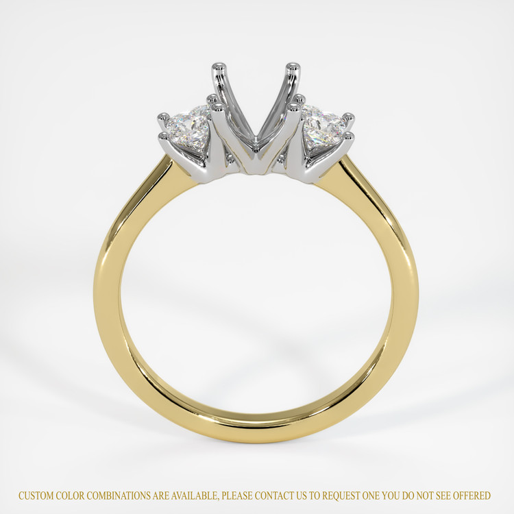 14K White & Yellow Three Stone Ring Setting