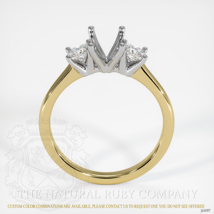 14K White & Yellow Three Stone Ring Setting