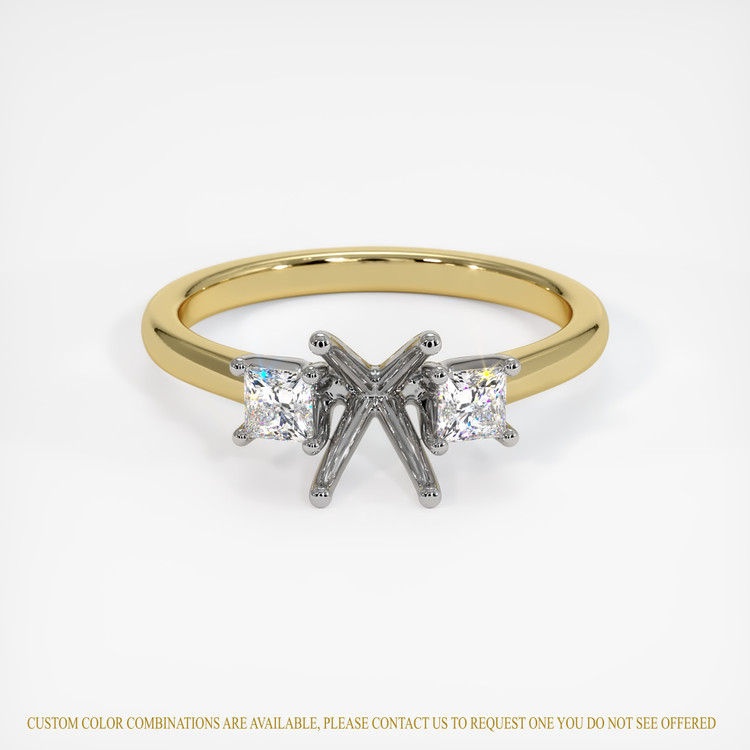 18K White & Yellow Three Stone Ring Setting