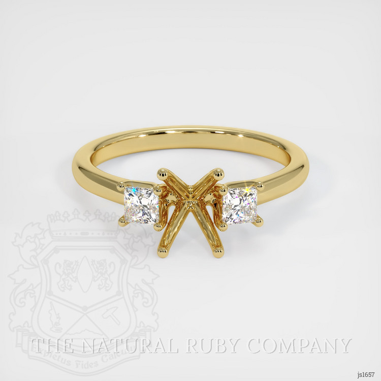 18K Yellow Gold Three Stone Ring Setting