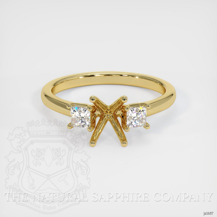 18K Yellow Gold Three Stone Ring Setting