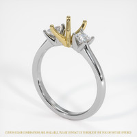 14K Yellow & White Three Stone Ring Setting Image