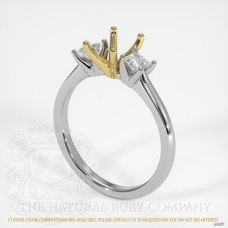 14K Yellow & White Three Stone Ring Setting