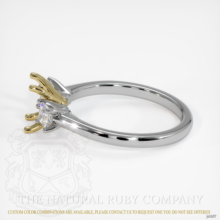 14K Yellow & White Three Stone Ring Setting