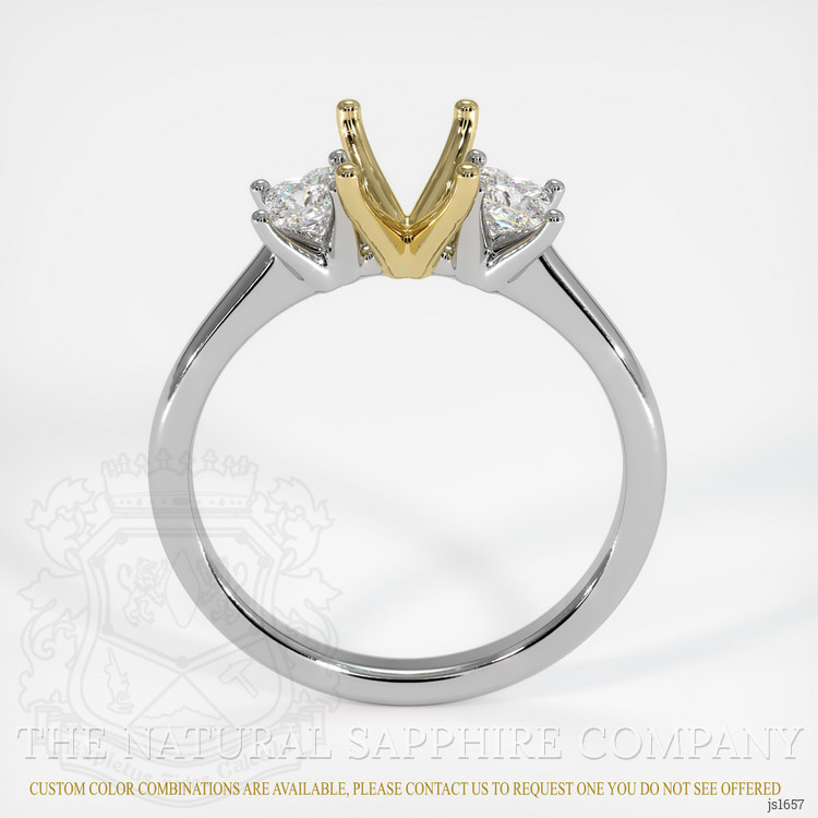 14K Yellow & White Three Stone Ring Setting