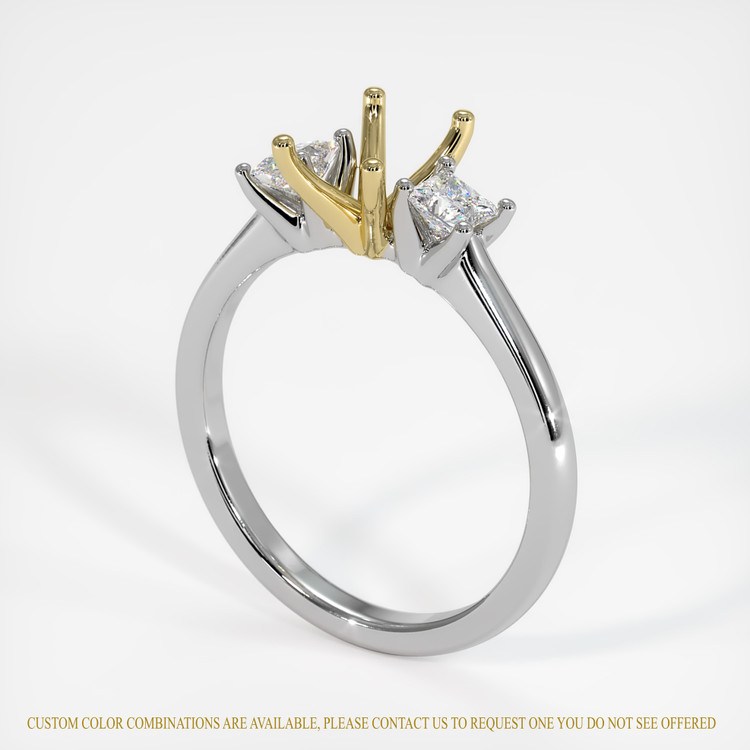 18K Yellow & White Three Stone Ring Setting