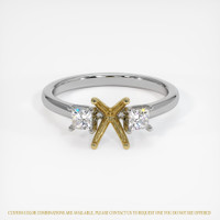 18K Yellow & White Three Stone Ring Setting Image