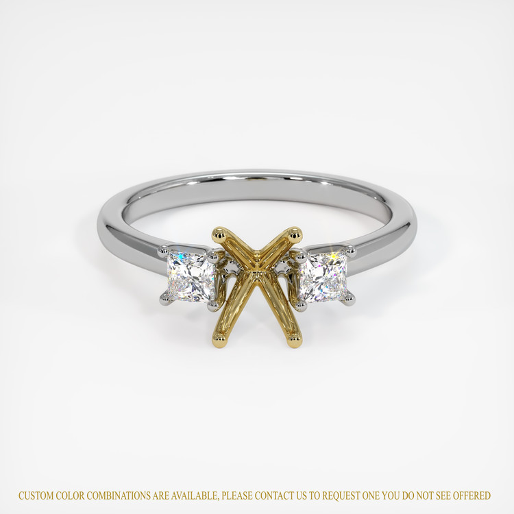 18K Yellow & White Three Stone Ring Setting