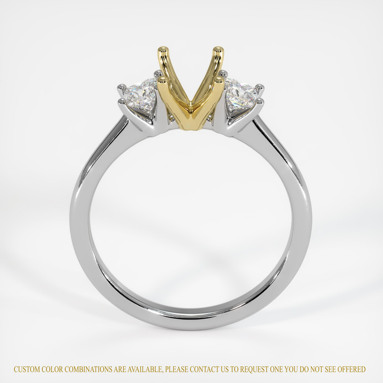 18K Yellow & White Three Stone Ring Setting