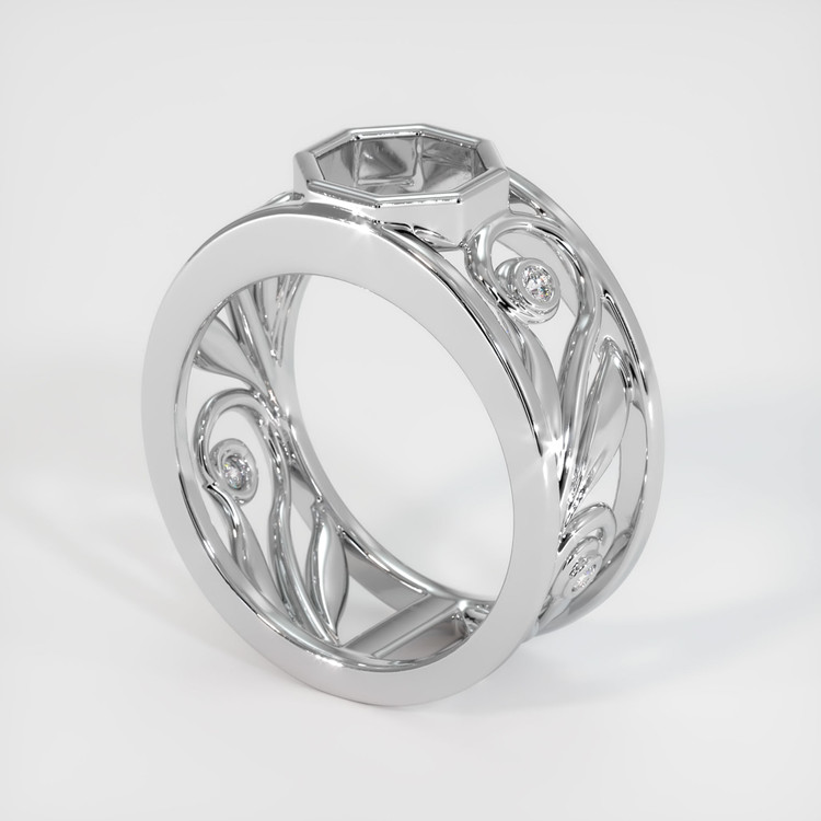 14K White Gold Accent Stones Ring Setting