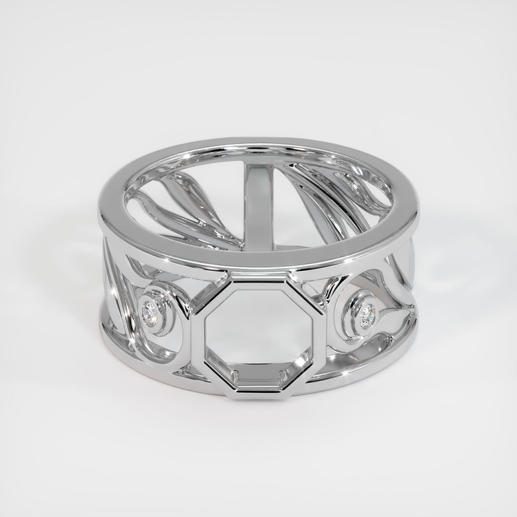 14K White Gold Accent Stones Ring Setting