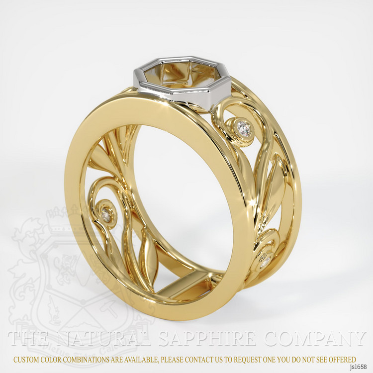 14K White & Yellow Accent Stones Ring Setting