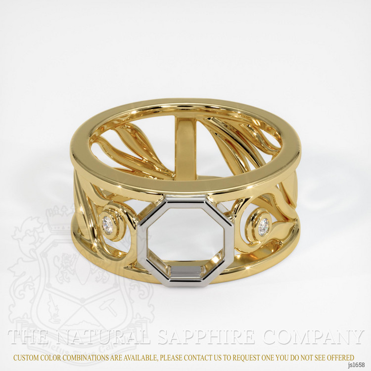 14K White & Yellow Accent Stones Ring Setting