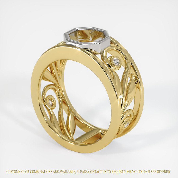 18K White & Yellow Accent Stones Ring Setting