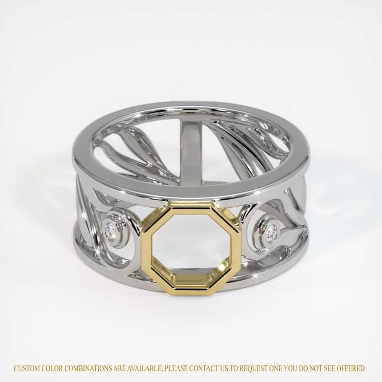 18K Yellow & White Accent Stones Ring Setting