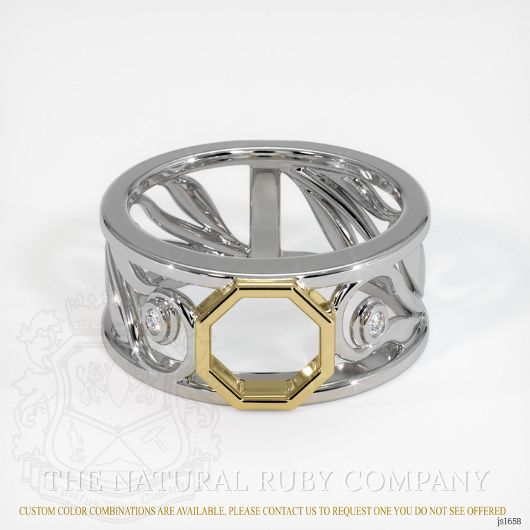 18K Yellow & White Accent Stones Ring Setting