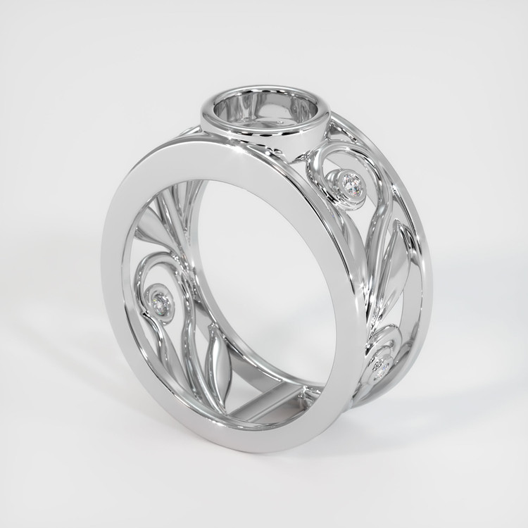 14K White Gold Accent Stones Ring Setting