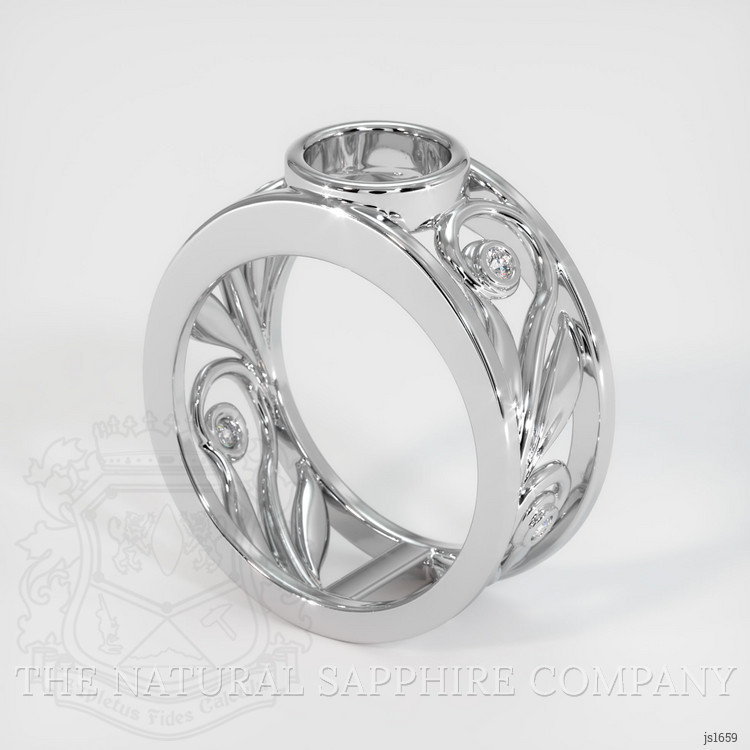 14K White Gold Accent Stones Ring Setting