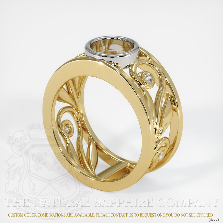 14K White & Yellow Accent Stones Ring Setting