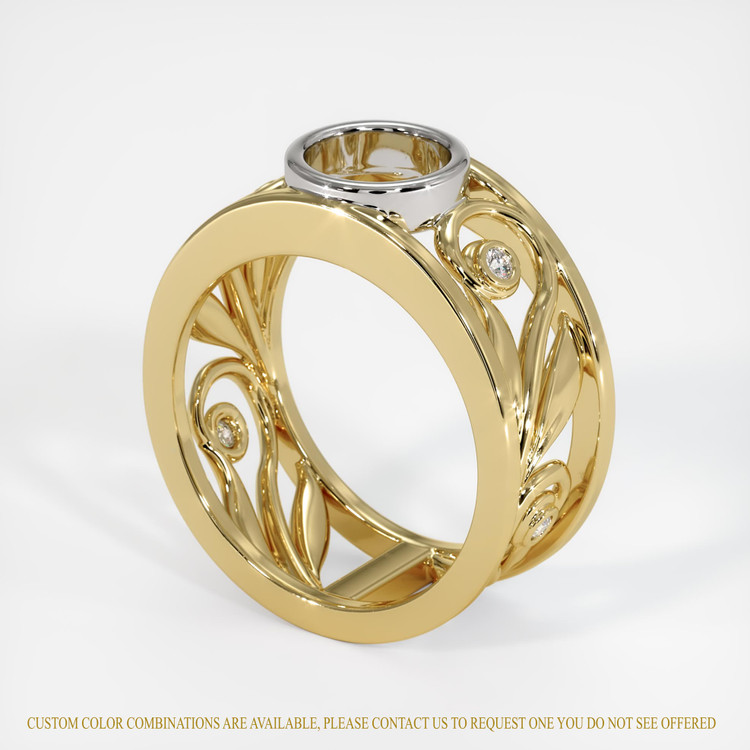 14K White & Yellow Accent Stones Ring Setting