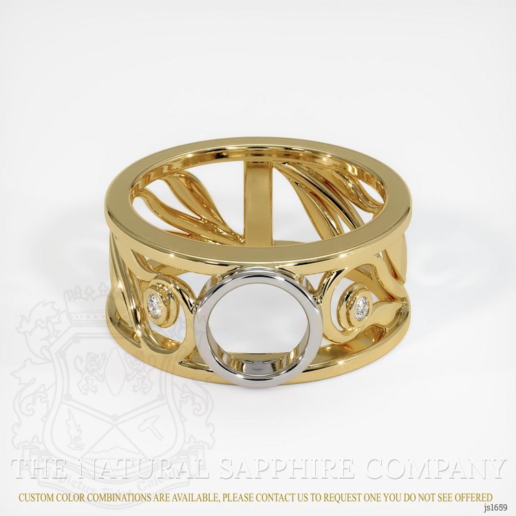 14K White & Yellow Accent Stones Ring Setting