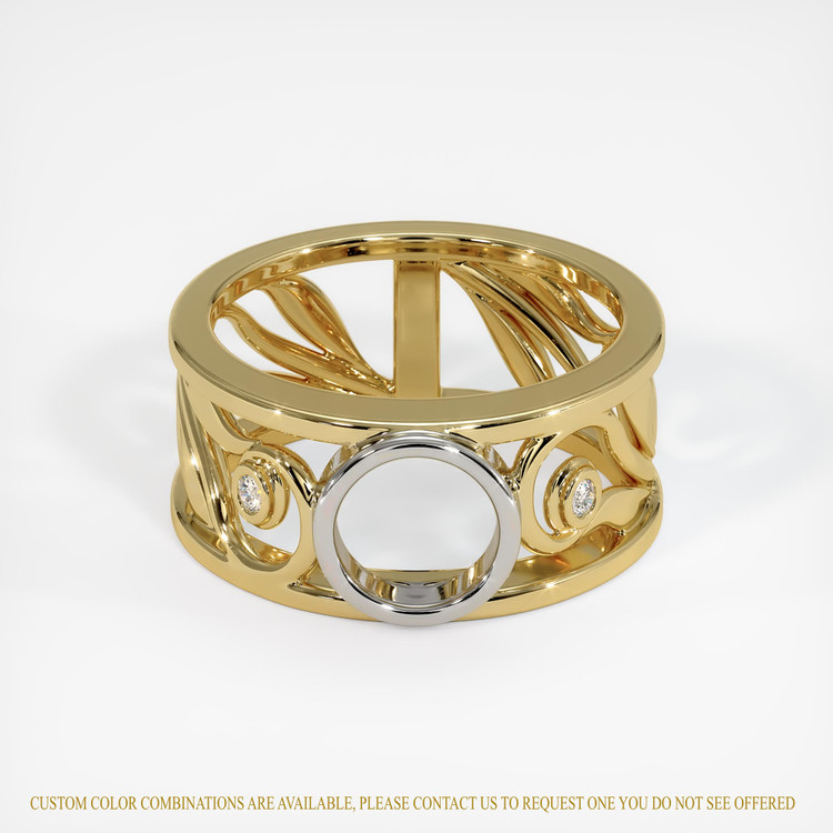 14K White & Yellow Accent Stones Ring Setting