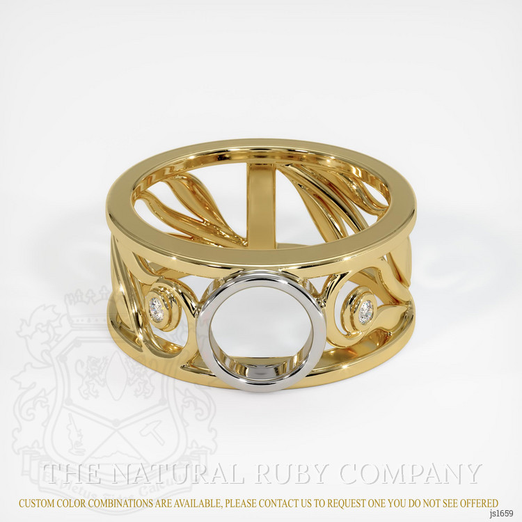 14K White & Yellow Accent Stones Ring Setting