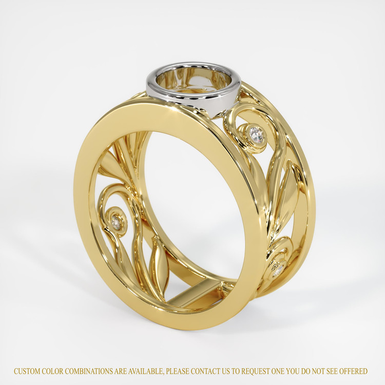 18K White & Yellow Accent Stones Ring Setting