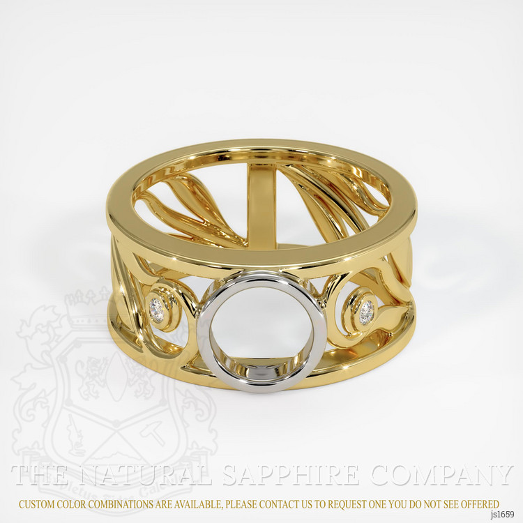 18K White & Yellow Accent Stones Ring Setting