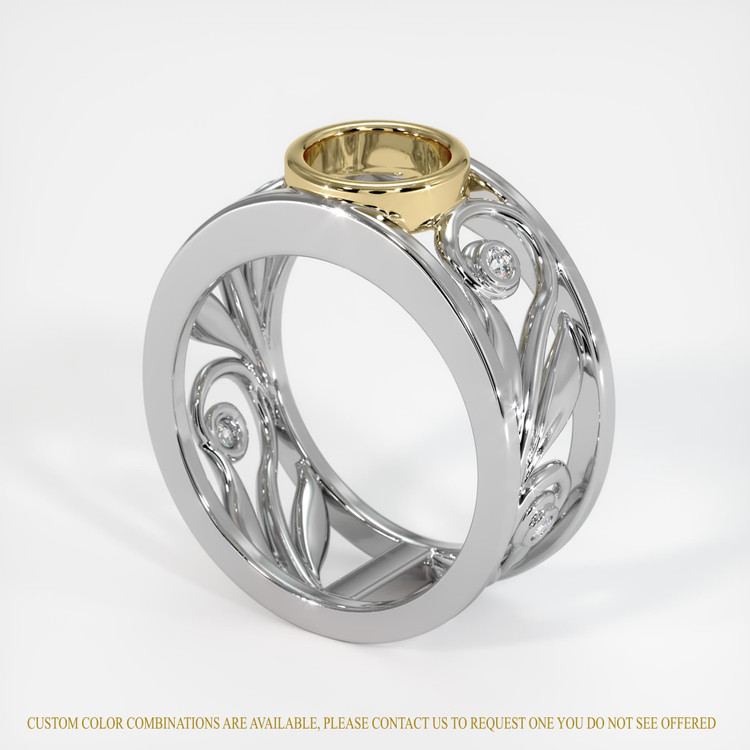 14K Yellow & White Accent Stones Ring Setting