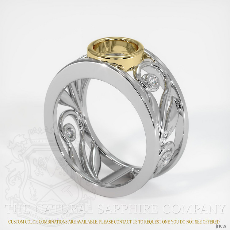18K Yellow & White Accent Stones Ring Setting