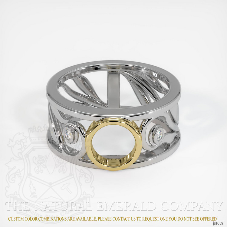 18K Yellow & White Accent Stones Ring Setting