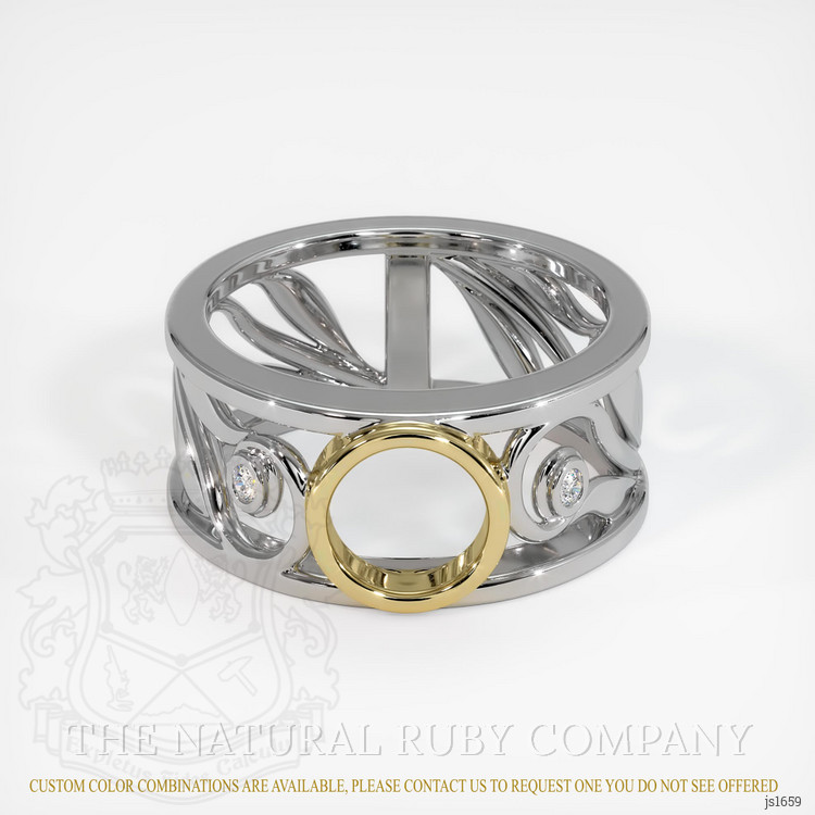 18K Yellow & White Accent Stones Ring Setting