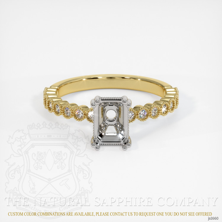 14K White & Yellow Antique Style Ring Setting