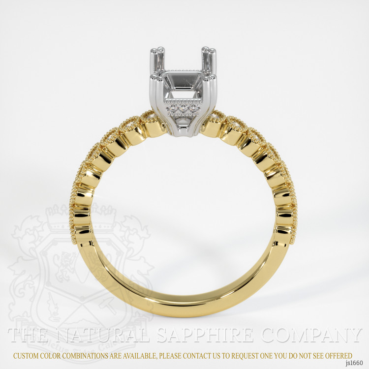 14K White & Yellow Antique Style Ring Setting