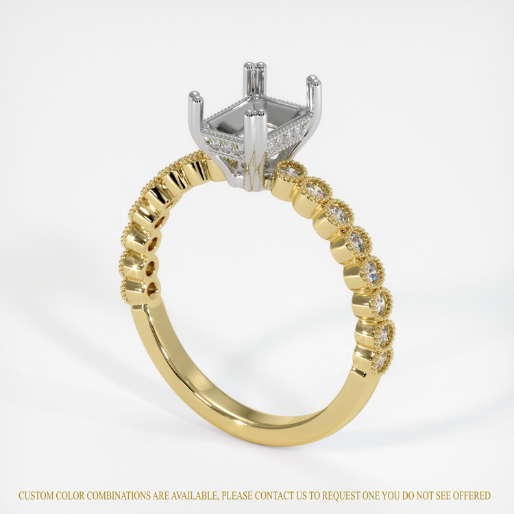 18K White & Yellow Antique Style Ring Setting